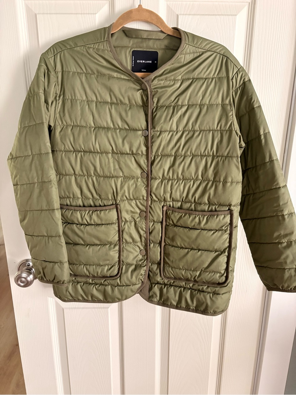 Everlane Olive Green Lightweight Quilted Puffer Jacket